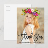 Moderne Brush Script  Dank U Afstuderen Briefkaart (Voorkant / Achterkant)