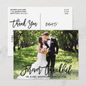 Moderne Brush Script Forever Dankbaar Foto Bruilof Briefkaart (Voorkant / Achterkant)