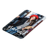 Moderne Brush Script Foto Afstudeer Uitnodiging Magneet (Linkerzijde)