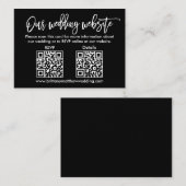 Moderne Brush Script Huwelijks-qr RSVP-details Zwa Informatiekaartje (Voorkant / Achterkant)