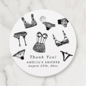 Moderne Brush Script lingerie bruids douche Bedankjes Labels (Achterkant)