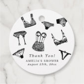 Moderne Brush Script lingerie bruids douche Bedankjes Labels (Voorkant)