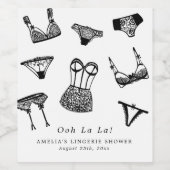 Moderne Brush Script lingerie bruids douche Wijn Etiket (Enkel label)