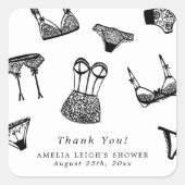 Moderne Brush Script lingerie Bruidsdouche Vierkante Sticker (Voorkant)