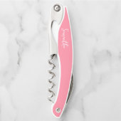 Moderne Brush Script Roze Bruidsmeisje Voorstel Kurkentrekker (Voorkant)