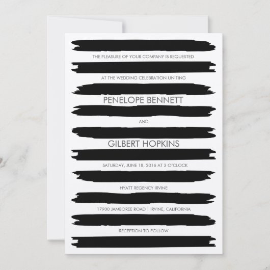 Moderne Brush Strokes bruiloft uitnodiging (Voorkant)