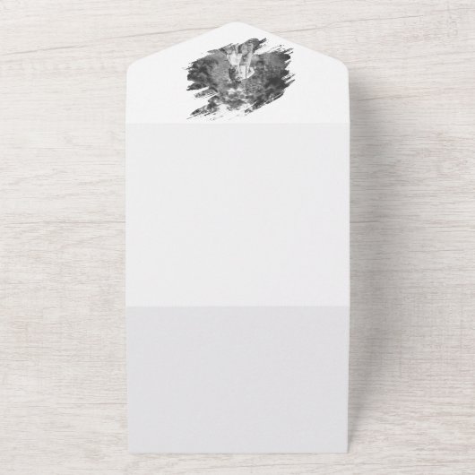 Moderne Brushstroke Fotobruiloft | Wit All In One Uitnodiging (Buitenkant)