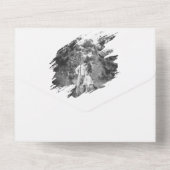 Moderne Brushstroke Fotobruiloft | Wit All In One Uitnodiging (Achterkant)