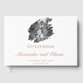 Moderne Brushstroke Fotobruiloft | Wit Gastenboek (Voorkant)