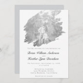 Moderne Brushstroke Fotobruiloft | Wit Kaart (Voorkant / Achterkant)