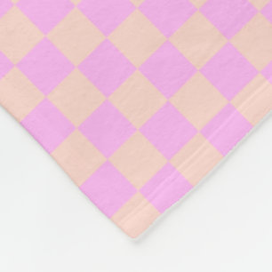 Moderne Bubblegum/Perzik Schachbrett Fleece Deken