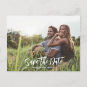 Moderne Budget Bruiloft Bewaar de Datum Foto QR Co Aankondigingskaart (Voorkant)