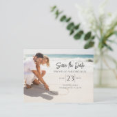 Moderne budgetfoto Save the Date Wedding QR Code Aankondigingskaart (Staand voorkant)