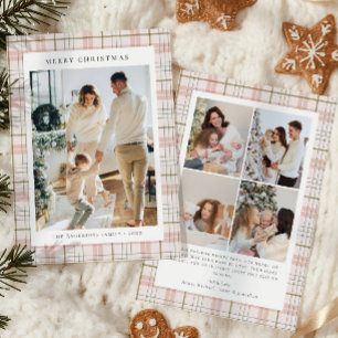 Moderne Buffalo Plaid fotocollage Kerstmis Feestdagenkaart