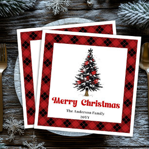 Moderne Buffalo Plaid Kerstboom Servet