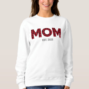 Moderne Buffel Plaid Mom Vastgestelde datum Trui