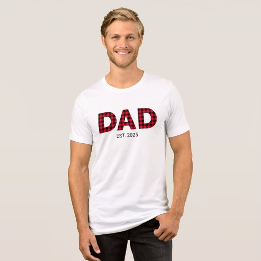 Moderne Buffel Plaid Papa Vastgestelde datum Tri-Blend Shirt (Voorkant volledig)