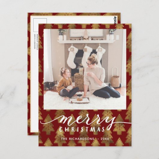 Moderne Buffelplaat legant script MERRY Simple H Briefkaart (Voorkant / Achterkant)