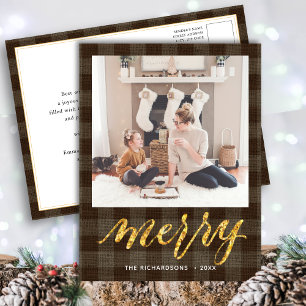 Moderne Buffelplaat legant script MERRY Simple H Briefkaart