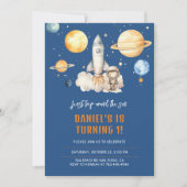 Moderne buitenruimte planeten jongen eerste verjaa kaart (Voorkant)