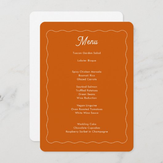 Moderne Burange Orange Wave Frame Script Menu Mari (Devant / Derrière)