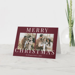Moderne Burgundy Elegante Foto Kerstmis Kaart