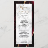 Moderne Burgundy Gouden Agaat Marmeren Trouwkaart Menu (Voorkant)