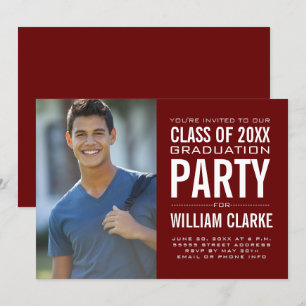 Moderne Burgundy Male Afstudeerder Graduation Part Kaart