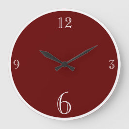 Moderne Burgundy Maroon Red Solid Color minimalist Grote Klok