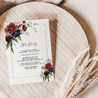 Moderne Burgundy Navy Blush Floral Let's Party