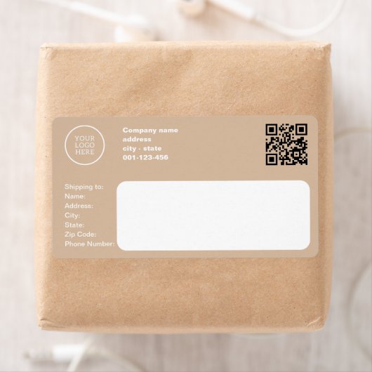 Moderne Business Beige Bedrijf verzending Etiket (Insitu)