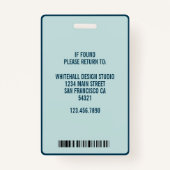 Moderne Business Employee Photo Name Kaart QR code Badge (Achterkant)