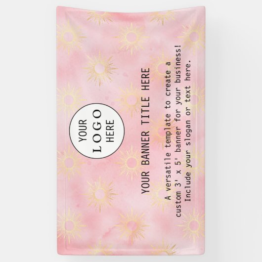 Moderne Business Feminine Blush Pink Custom Logo Spandoek (Verticaal)
