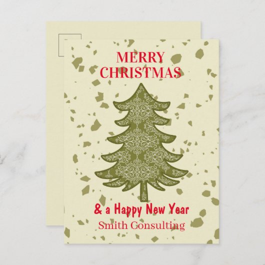 Moderne Business Holiday Kaart Merry kerstboom (Voorkant / Achterkant)