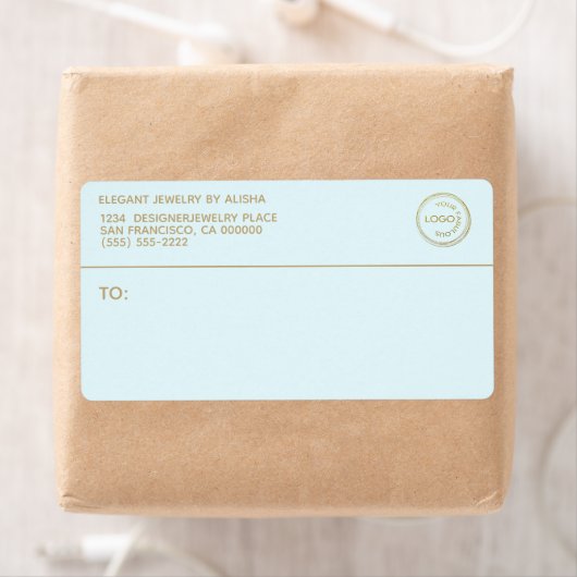 Moderne Business Logo Blue Gold Address Label (Insitu)