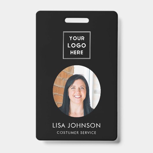 Moderne Business Logo QR Code Black Personeelsbadg Badge (Voorzijde)