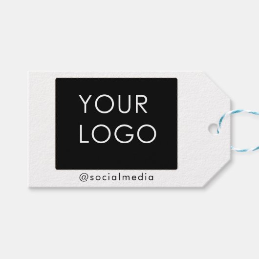 Moderne Business Logo Social Media White Cadeaulabel (Voorkant (Horizontaal))