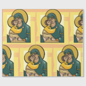 Moderne Byzantijnse Maagd Maria en Kind Religieus Cadeaupapier (Vlak)