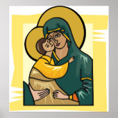 Moderne Byzantijnse Maagd Maria en Kind Religieus Poster (Voorkant)