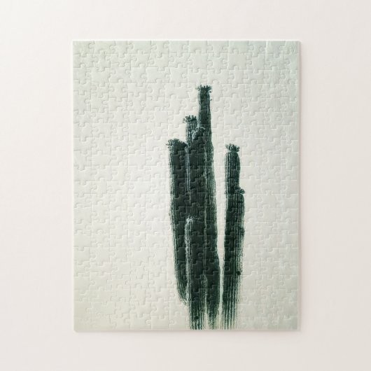 Moderne Cactus Art Green Of White Legpuzzel (Verticaal)