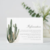 Moderne Cactus Bruiloft Informatie bijsluiter kaar (Staand voorkant)