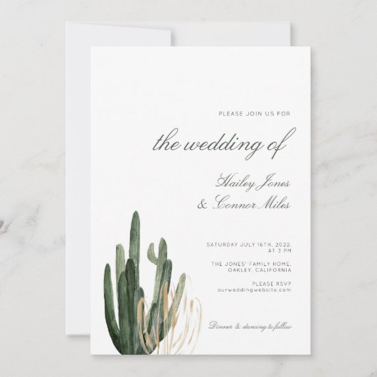 Moderne Cactus bruiloft uitnodiging (Voorkant)