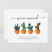 Moderne Cactus Calligraphy We hebben New Home verp Aankondigingskaart (Voorkant / Achterkant)