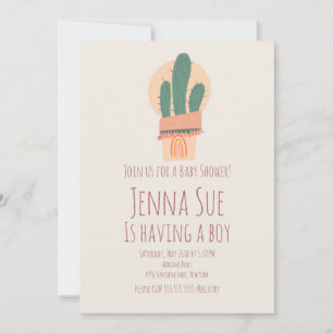 Moderne Cactus in Pot Plant Regenboog Baby Shower
