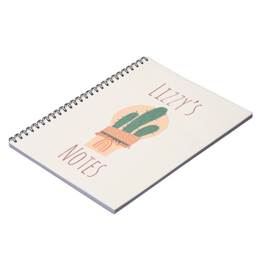 Moderne Cactus in Pot Plant Regenboog  Notitieboek (Linkerzijde)