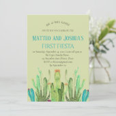 Moderne Cactus Jongen Eerste Fiesta Verjaardag Kaart (Staand voorkant)