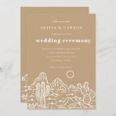 Moderne Cactus Line Art Desert Faire-part de maria (Devant / Derrière)