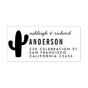 Moderne Cactus & Names Typography Return Address Rubberstempel