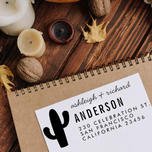 Moderne Cactus & Names Typography Return Address Zelfinktende Stempel