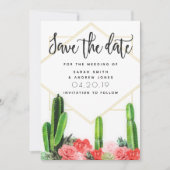 Moderne Cactus, Succulent en Floral Save the Date (Voorkant)